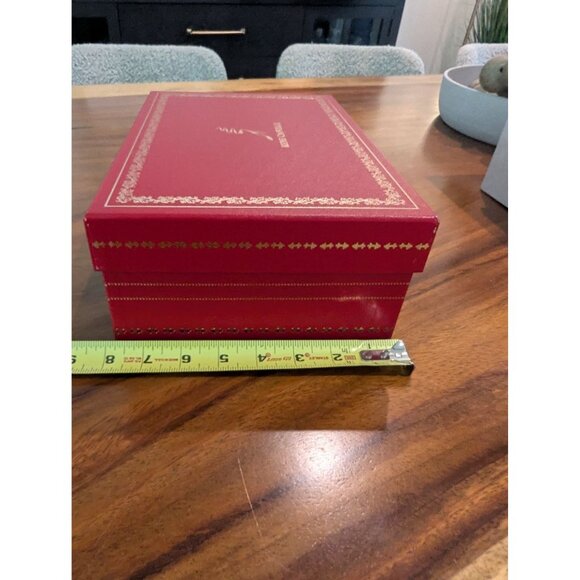 Rene Caovilla Red Embossed Shoe Box W/ Gold Accents Made In Italy Decorative Sto - Picture 5 of 15